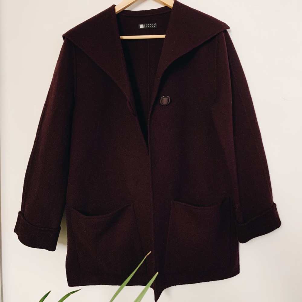 Vintage plum wool coat pea coat jacket